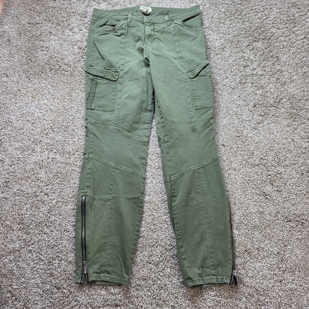 L'AGENCE Pants Womens‎ 31 Green Cargo Twill Ankle Zip Pockets Stretch Lined
